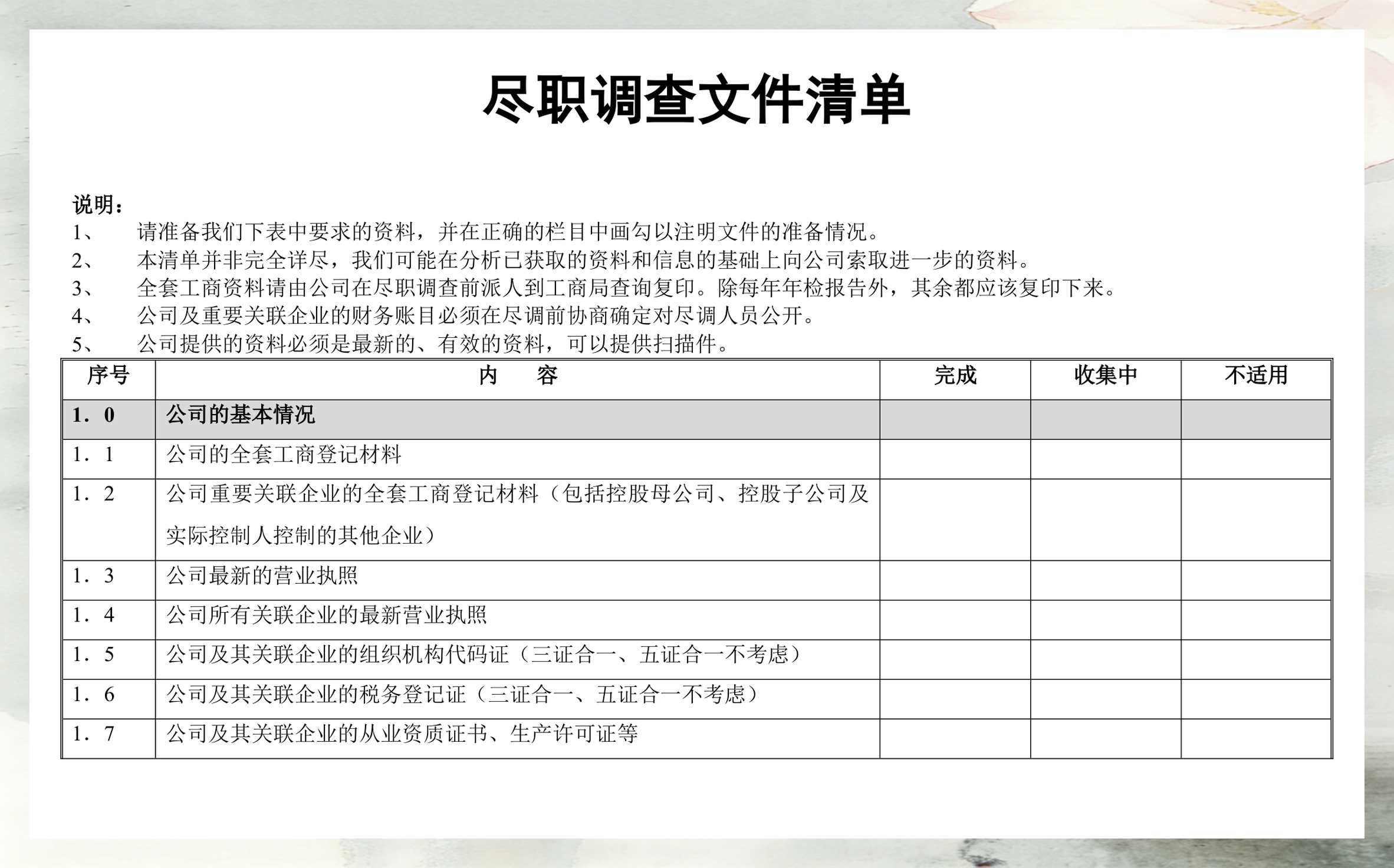 尽调清单模板定制(尽调资料清单如何提供)宁波市
